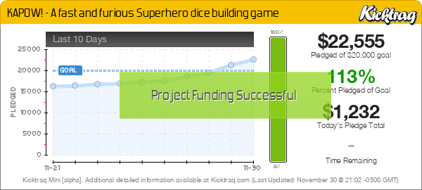 KAPOW! - A fast and furious Superhero dice building game - Kicktraq Mini