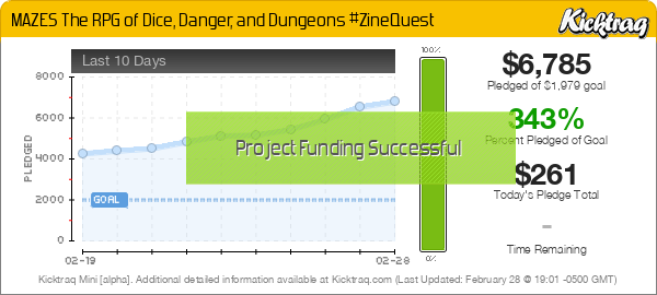 MAZES The RPG of Dice, Danger, and Dungeons #ZineQuest -- Kicktraq Mini