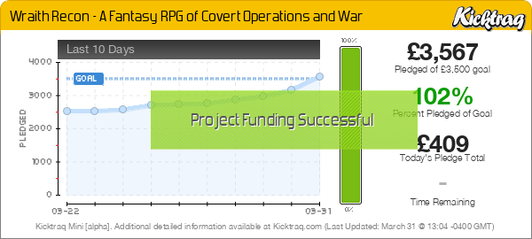 Wraith Recon - A Fantasy RPG of Covert Operations and War -- Kicktraq Mini