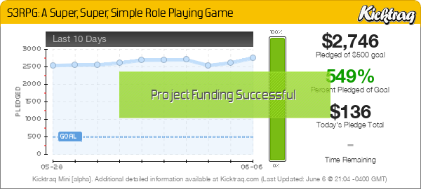 S3RPG: A Super, Super, Simple Role Playing Game -- Kicktraq Mini