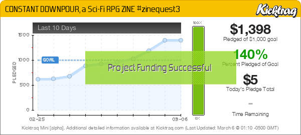 CONSTANT DOWNPOUR, a Sci-Fi RPG ZINE #zinequest3 - Kicktraq Mini