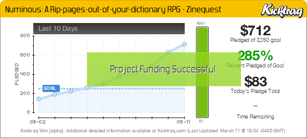 Numinous: A Rip-pages-out-of-your-dictionary RPG - Zinequest -- Kicktraq Mini