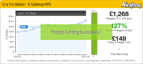 Era: Forbidden - A Tabletop RPG -- Kicktraq Mini