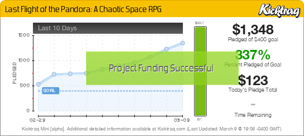 Last Flight of the Pandora: A Chaotic Space RPG -- Kicktraq Mini